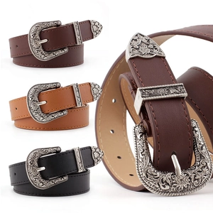 Ceinture Western Vintage pour Femmes en Cuir Synthétique Avec Boucle en Alliage Sculpté Style Cowboy Bohème Ceinture Mode