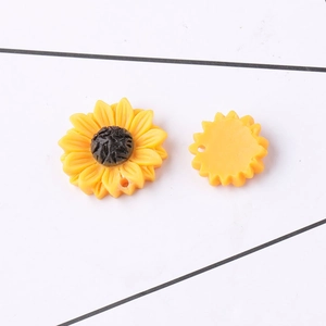 Yellow sunflower resin charms for DIY jewelry making with 1.5mm hole for threading