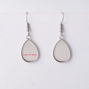 Stainless steel teardrop blank earrings hook with 13x18mm tray for DIY jewelry making
