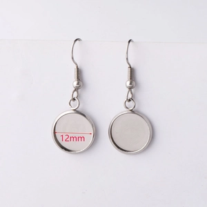 Stainless Steel Earring Hooks With Round Heart Waterdrop Blank Bezel Trays For Jewelry Making DIY