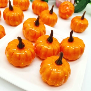 Glossy 5cm artificial miniature orange pumpkins for Christmas and festive DIY decoration