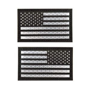 Set of two laser-cut IR reflective US flag tactical patches with honeycomb texture