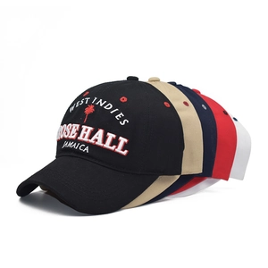 Premium cotton baseball cap with 3D West Indies Rose Hall embroidery in multiple colors
