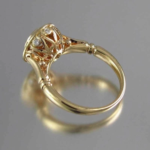 Bague vintage plaquée or avec motif tressé ajouré et anneau à texture de bambou