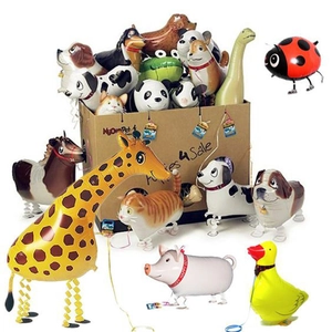 Walking animal foil balloons set including giraffe dinosaur and puppy for kids party