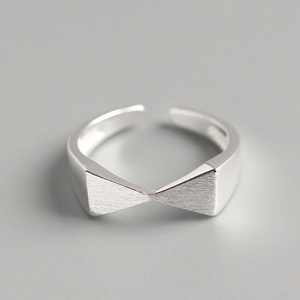 925 Sterling Silver Bowknot Ring Brushed Ribbon Adjustable Open Finger Jewelry For Women Chic Minimalist