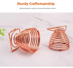 Rose gold spiral metal spring beauty blender holder with stable square base structure