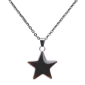 Detailed view of silver star pendant with temperature-sensitive color changing resin