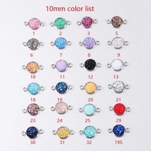 24 colors of 10mm stainless steel drusy connectors with double loops for DIY jewelry making