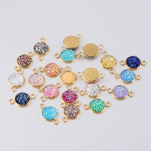 10mm vacuum gold plated stainless steel druzy pendants for DIY jewelry making