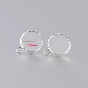 Stainless Steel Earring Stud Bezel Settings Round Flat Base With Hanging Loop For DIY Jewelry Making
