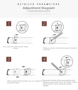 Diagramme détaillé montrant l'ajustement de la boucle du bracelet en maille milanaise