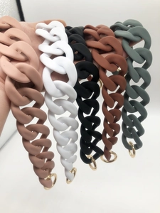Matte acrylic chain straps in beige, white, black, brown and grey with gold clasps