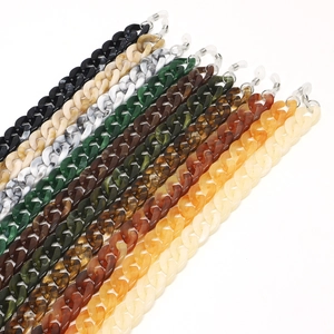Macro shot of assorted acrylic tortoise shell glasses chains with rubber loop connectors