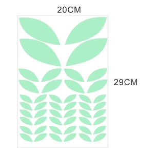 Luminous green leaf-shaped stickers for Halloween decoration measuring 20cm by 29cm
