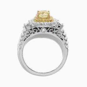 Lussuoso anello da donna con gemma gialla quadrata e micro-pavé di zirconi