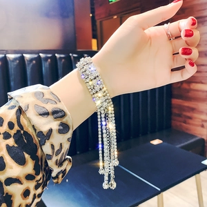Bracelet À Franges En Strass De Luxe Pour Femmes Multi Rangs Alliage Brillant Réglable Bijoux Pour Fête Mariage