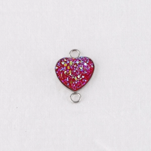 Detail of red glitter heart pendant with 13mm stainless steel bezel for DIY jewelry making