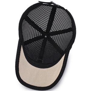 Breathable black mesh baseball cap for men with ventilated design and adjustable buckle