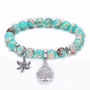 Natural Emperor Stone Amazonite Beaded Bracelet Tree Of Life Starfish Pendants Bohemian Ethnic Style Jewelry For Women