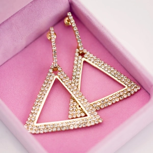 Pendientes De Gota De Triángulo Geométrico Para Mujer Elegante Cobre Hueco Micro Pavé Circón Joyería Declaración Accesorio Fiesta