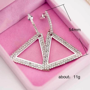 Pendientes colgantes geométricos triangulares con brillantes diamantes de imitación
