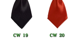 Close-up detail of satin texture and striped pattern on black and dark red dog ties
