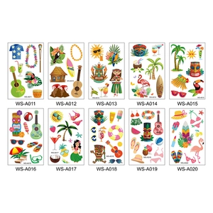 Lot de 10 tatouages temporaires Hawaii imperméables avec motifs de fête à la plage