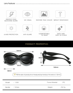 Spécifications détaillées des lunettes lèvres avec monture PC et protection UV400