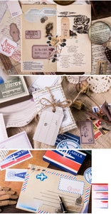 Gros plan d'autocollants et d'étiquettes de style vintage pour scrapbooking créatif