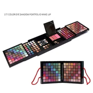 Professional Makeup Palette Multi Color Eyeshadow Blush Lip Gloss Concealer Shimmer Matte Folding Case Mirror Brushes