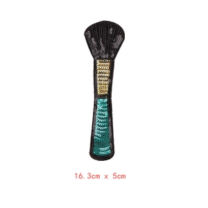 Sequin embroidered makeup brush patch in black and gold for DIY clothing decoration