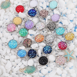 Colorful 10mm drusy stainless steel connector charms for DIY jewelry making