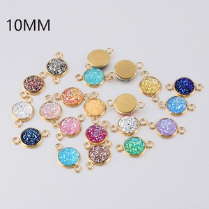 10mm golden stainless steel glitter resin connectors for jewelry making DIY