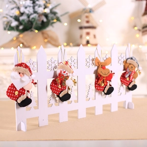 Christmas plush ornaments set featuring Santa, snowman, reindeer, and bear for tree decor