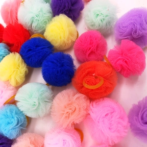 Colorful mesh net pet hair ties in various vibrant colors for dog grooming styling