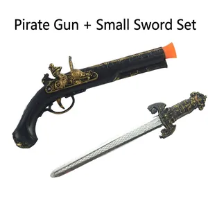 Pirate toy set with antique flintlock pistol and silver dagger for cosplay costumes