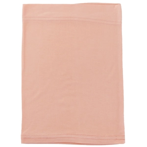 Detailed view of soft pink mercerized cotton tube hat with clean stitched edges