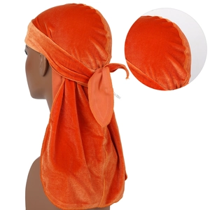 Seamless orange velvet durag with extra long tails and high-quality texture detail