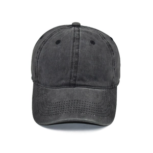 Classic washed cotton baseball cap in dark grey with a vintage distressed finish