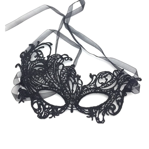 Intricate black lace phoenix mask with gold stamping for Halloween masquerade parties