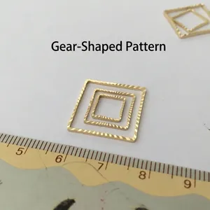 14K gold plated square gear textured connectors for DIY jewelry making accessories