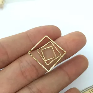 14K gold plated square textured connector rings for DIY jewelry making and bracelet design