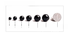 Size comparison chart for blue and white porcelain beads from 6mm to 19mm with coin scale