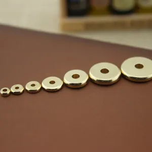 Flat solid brass spacer beads in gold finish for DIY necklace and jewelry making