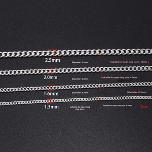 Detailed size guide for DIY metal chains showing wire diameter and hole specifications