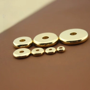 Flat solid brass spacer beads in four sizes for DIY necklace and jewelry making