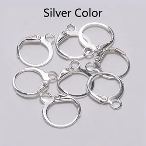 Macro view of silver leverback earring hoops and DIY jewelry findings for earring making