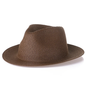 Chapeau fedora classique en paille marron pour hommes et femmes avec ruban noir