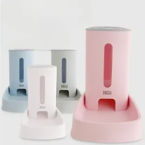 Detail of 3.8L pet gravity feeder available in pink, white, blue and grey colors